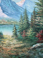 Oil painting - Lakeside Mountain View