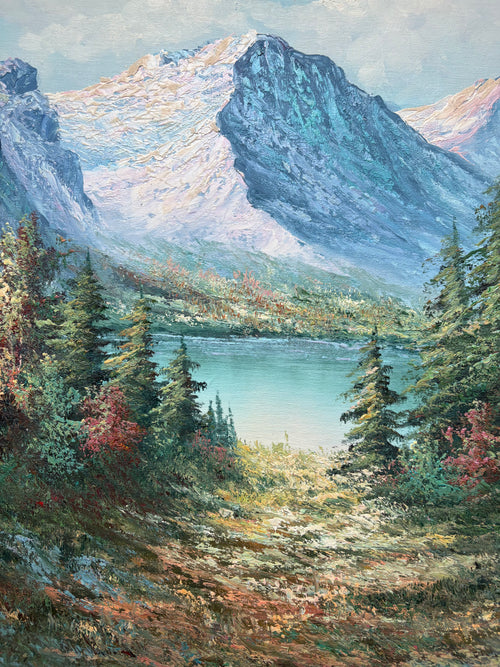 Oil painting - Lakeside Mountain View