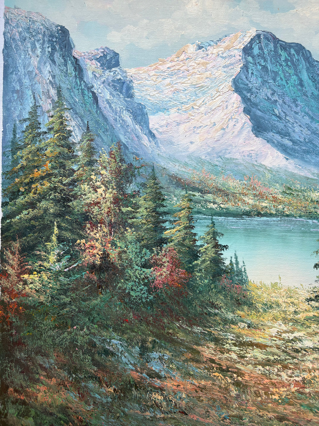 Oil painting - Lakeside Mountain View