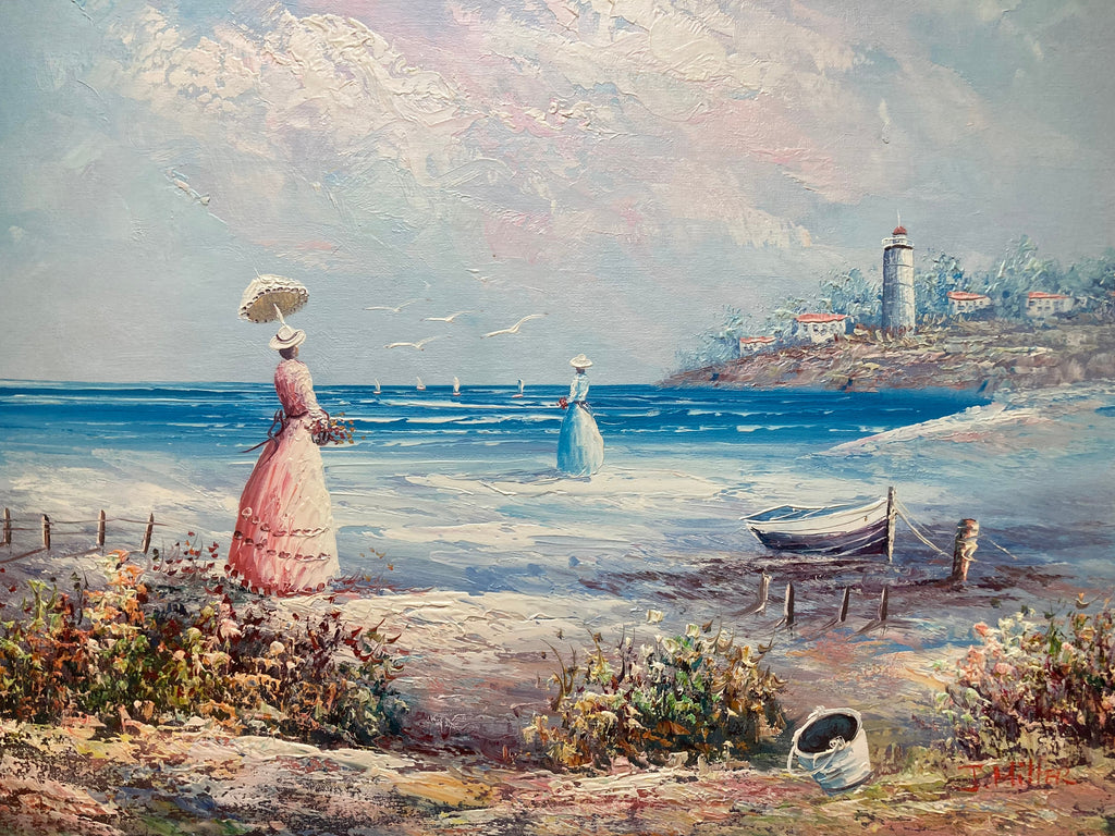 Oil painting - Victorian Ladies on a Beach