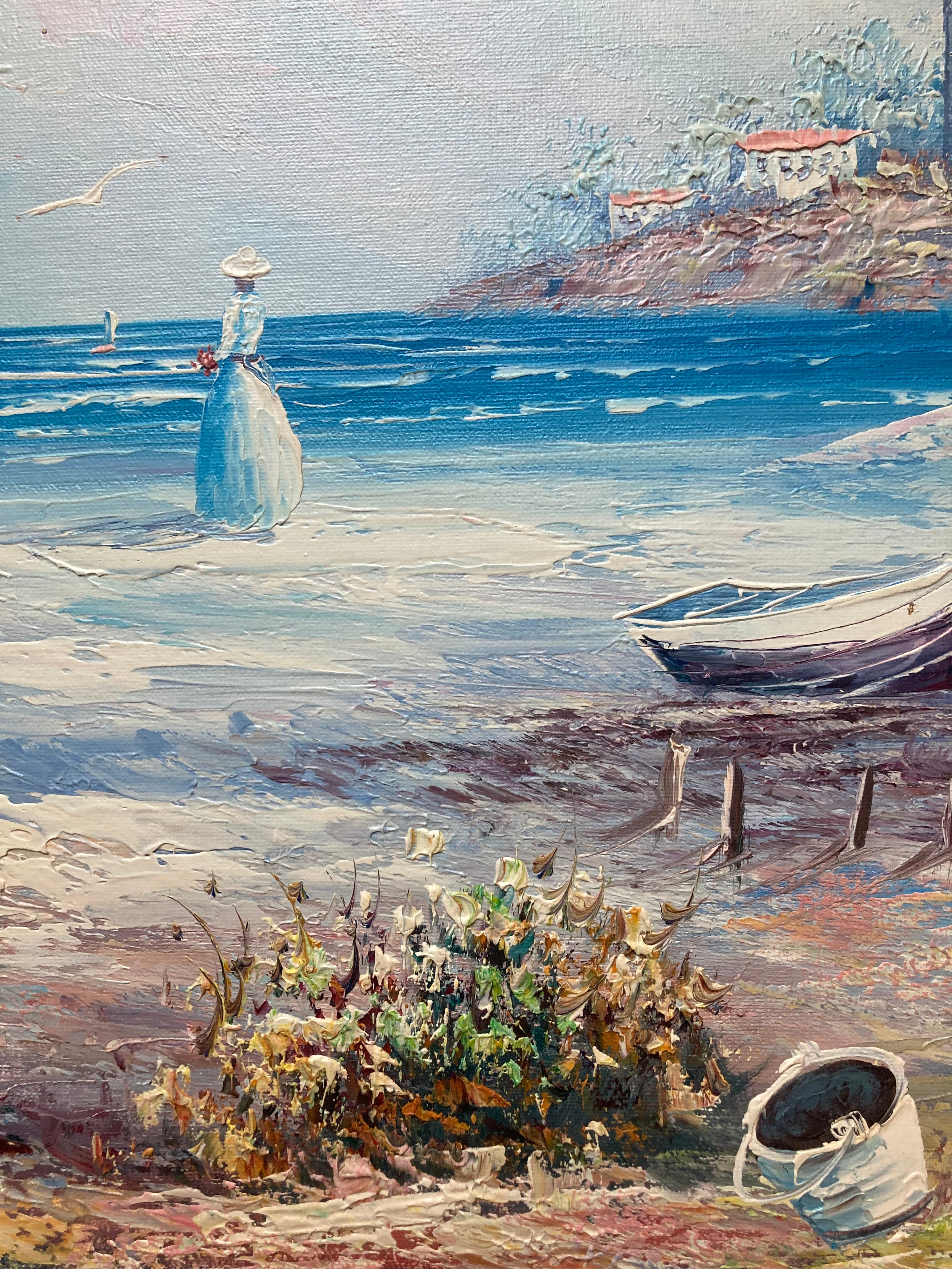 Oil painting - Victorian Ladies on a Beach