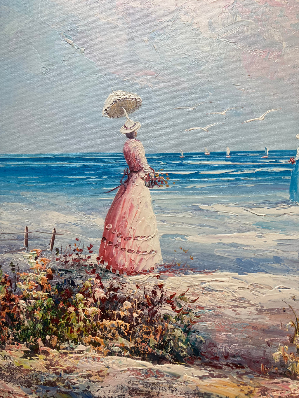 Oil painting - Victorian Ladies on a Beach