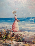 Oil painting - Victorian Ladies on a Beach