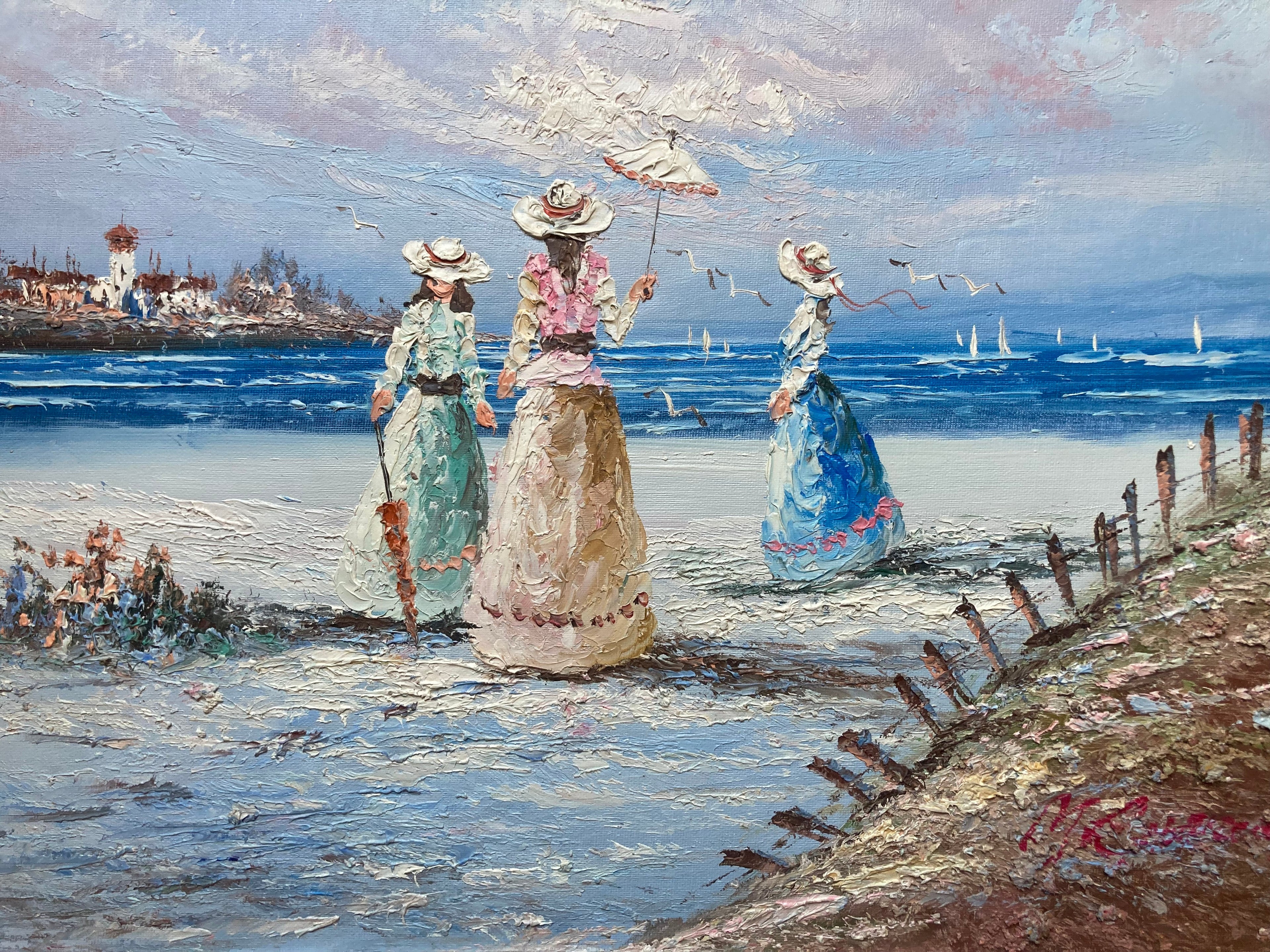 Oil Painting - Seaside Victorian Ladies